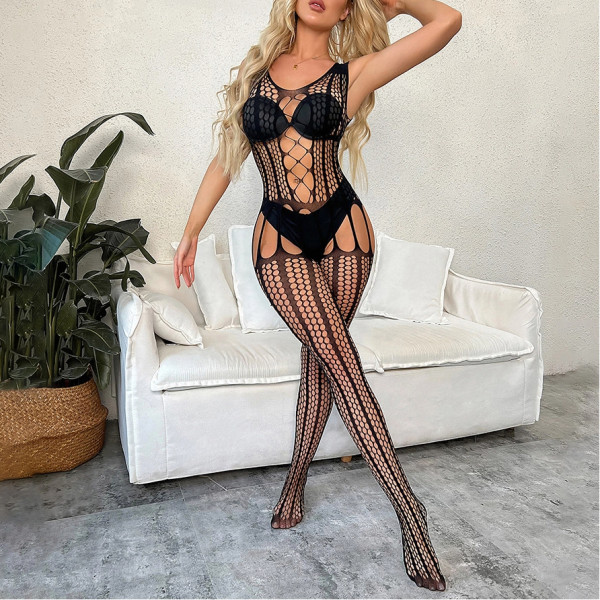 Sexy Suspender Hollow Mesh Clothes Mesh Open-stitched Stockings