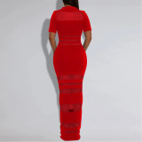 Sexy Perspective Mesh Splicing Arm-packing Dress