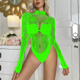 Long-sleeved Mesh Clothing Hollow Backless Bodysuit