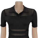 Sexy Perspective Mesh Splicing Arm-packing Dress