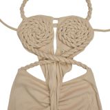 Casual Sexy Neck Halter Solid Color Jumpsuit