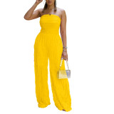 Women's Solid Color Loose Casual Wavy Jumpsuits