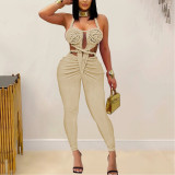 Casual Sexy Neck Halter Solid Color Jumpsuit