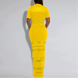 Sexy Perspective Mesh Splicing Arm-packing Dress