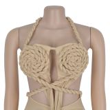 Casual Sexy Neck Halter Solid Color Jumpsuit