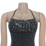 Neck Halter Ironing Diamond Arm-packing Dress