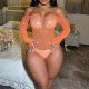 Sexy Long-sleeved Sexy Lingerie Hollowed-out Diamond Bikini Jumpsuit