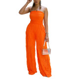 Women's Solid Color Loose Casual Wavy Jumpsuits