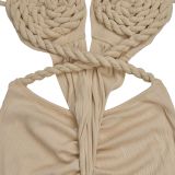 Casual Sexy Neck Halter Solid Color Jumpsuit