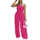 Women's Solid Color Loose Casual Wavy Jumpsuits
