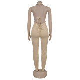 Casual Sexy Neck Halter Solid Color Jumpsuit