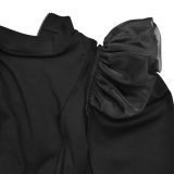 Casual Long-sleeved Corned Top Short Skirt Two-piece Set