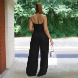 Women's Solid Color Loose Casual Wavy Jumpsuits
