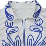 Women's Elegant Printed Tops Trousers Two-piece Set