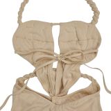 Casual Sexy Neck Halter Solid Color Jumpsuit