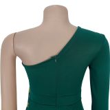 Tight Single Shoulder Bead Piece Arm-pack Jumpsuit