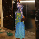 Hip Skirt Turtleneck Long Sleeve Commuter Long Dress