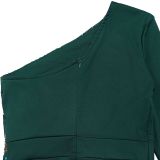 Tight Single Shoulder Bead Piece Arm-pack Jumpsuit