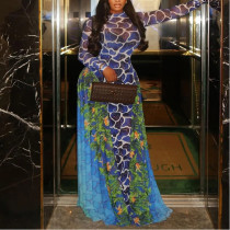 Hip Skirt Turtleneck Long Sleeve Commuter Long Dress