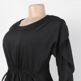 Elastic Slim Lace Drawstring Long Sleeve Waist-hugging Two-piece Set