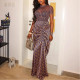 Short-sleeved Pleated Long Skirt Party Evening Dress