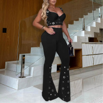Temperament Sexy Top Wide-leg Trousers Two-piece Set
