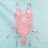 Pink Sequins Heavy Industry Gathering Hip Lifting Waist Shaping Butterfly Strap Sexy Jumpsuit