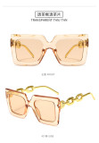 Square Sunglasses Chain Large Frame Sunglasses