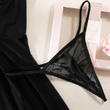 Lace Spliced Bow Ribbon Dress Nightgown Two-piece Set