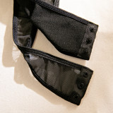 Mesh PU Leather Splicing Perspective Jumpsuit