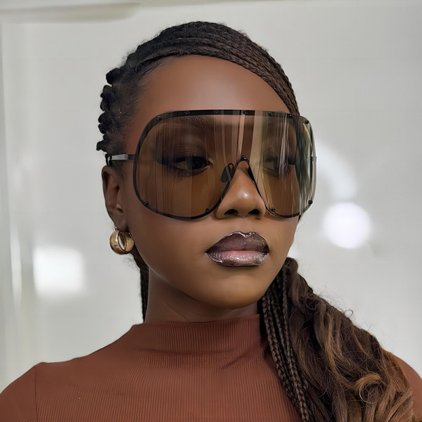 Extra Large Frame Polarized One-piece Sunglasses Outdoor Driving Windproof Sand