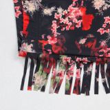 Elegant Commuter Casual Lapel Print Short Sleeve Two-piece Set