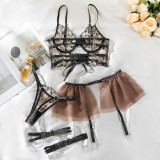 Fish Bone Pure Bra Lace Mesh Embroidered Breasted Perspective Hanger