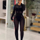 Casual Mesh Suit Zipper Cardigan Leggings Two-piece Set