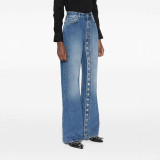 High-waist Stretch-sliding Button Straight Jeans