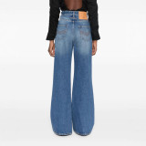 High-waist Stretch-sliding Button Straight Jeans