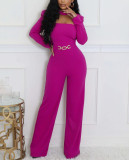 Scarf Long Sleeve Wide-leg Jumpsuit