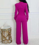 Scarf Long Sleeve Wide-leg Jumpsuit