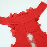 Big Flower Evening Dress with Halter Neck