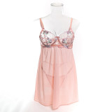 Pink Embroidered Sling Nightgown