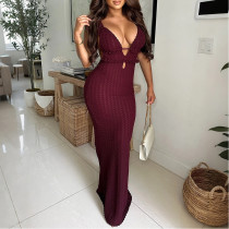 V-neck Sexy Long Skirt Backless Temperament Dress