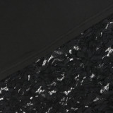 Round Neck Printed Casual Dress Milk Silk Spliced ​​lace Skirt