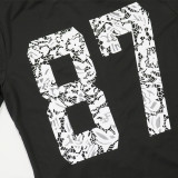 Round Neck Printed Casual Dress Milk Silk Spliced ​​lace Skirt