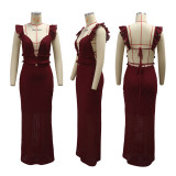 V-neck Sexy Long Skirt Backless Temperament Dress