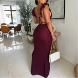 V-neck Sexy Long Skirt Backless Temperament Dress