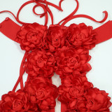 Big Flower Evening Dress with Halter Neck