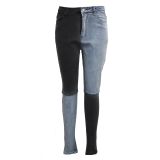 Slim Fit Versatile Spliced Denim Elastic Trousers