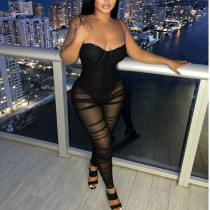 Sexy Breast Wrap Slings Perspective One-piece Nightclub Suit