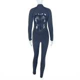 Casual Commuter Tight Jumpsuit Hollow Backless V-neck Jumpsuit