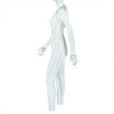 Casual Commuter Tight Jumpsuit Hollow Backless V-neck Jumpsuit